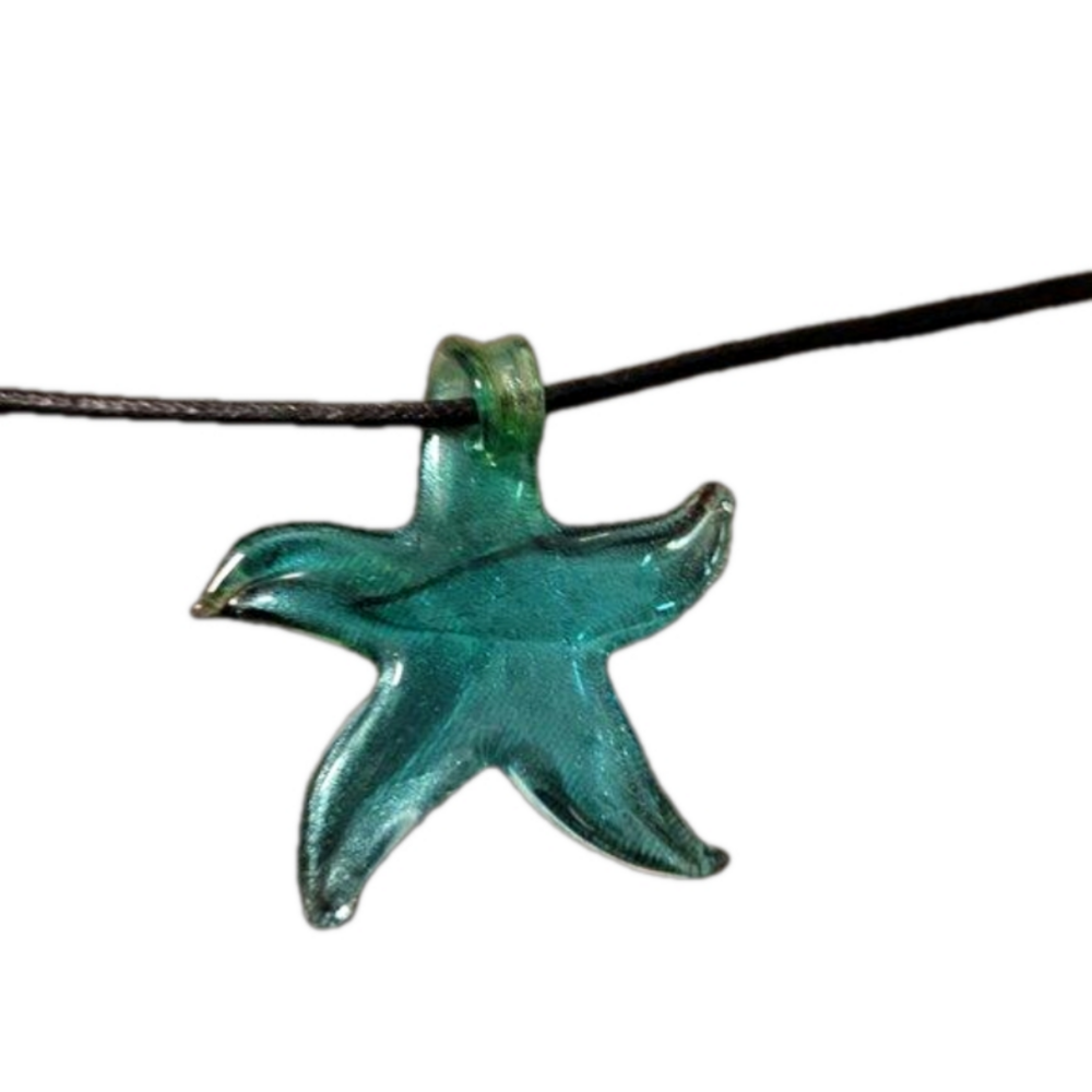 Vintage Hand-Blown Glass Star Pendant, Leather cord Choker, NWOT - Picture 5 of 6